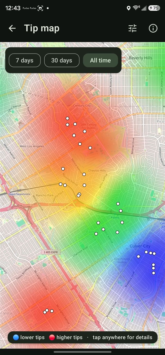 Tip heatmap showing where the good tippers are